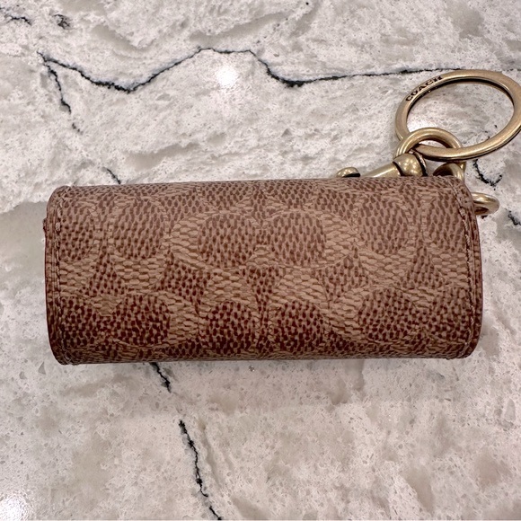 Coach Lipstick Holder in Signature Canvas with Tea Rose Turnlock - Picture 4 of 8